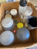 Empty candle jars with lids, Small glass jars with lids and cups