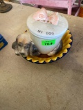 Sunflower ceramic bowl and a Treat jar for dogs