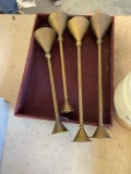 Wooden box with brass candleholders