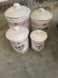 Ceramic canister set with cow and heart design part of the buttermilk collection by table tops