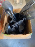 Plastic utensil holder with utensils