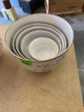 Enamel mixing bowls with pastel floral design