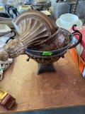 Small Wall shelf, a wicker basket, wicker & metal basket