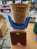 2 sstools and wicker trash can