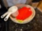 Bowl, measuring cups, Hot pads, Knifes