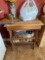 Wood table with magazine stand, 14 x 24 x 30.5 inches, items on top of the table are not included