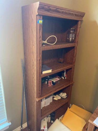 Wooden bookshelf. Contents inside are not included. Please bring help to move