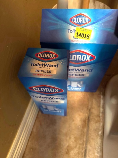 Waste packet basket, plunger, Clorox toilet wine refills