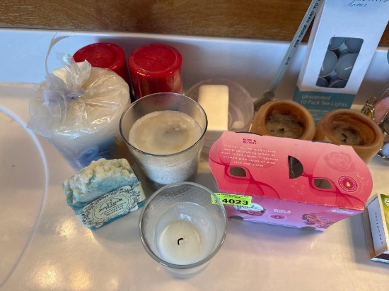 Candles matches, shoe candle holder soap, dish