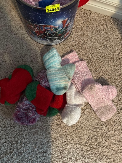 fluffy socks and Christmas container