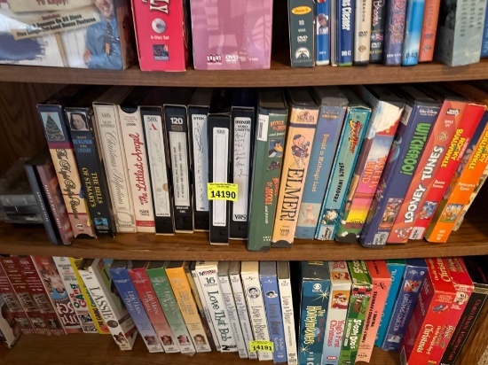 Shelf of VHS movies