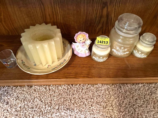 Candles , shot glass, ceramic gilt with cat