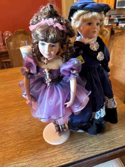 2 Porcelain dolls one is a ballerina