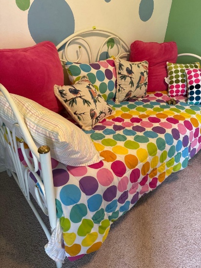 Twin bed with pillows