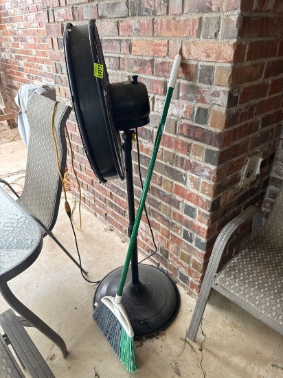 Broom and plug in fan and rug