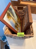 Liquor basket and two photos