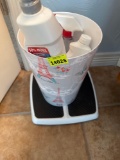 Waste basket, Windex, soft, scrub, cleaning supplies, scales