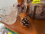 Home decor, canister, and Crystal votive candleholders