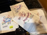 embroidered hand towels, Monday through Sunday