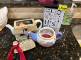 Glass tea pot candle, letter box