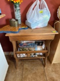 Wood table with magazine stand, 14 x 24 x 30.5 inches, items on top of the table are not included