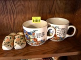 2 cups, wooden shoes