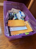 Flashlight, calculator, Staples, paper, envelopes, colored pencils, screwdriver stapler and more