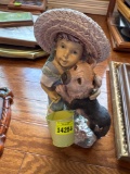 Boy and dog figurine, photo frame, wiall decor sign