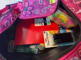school supplies and bag