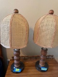 2 vintage rattan lamps