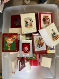 Tote full of collectable Christmas ornaments