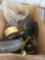 Box with caster, grinding disk, tape and other items