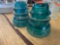Green Glass electrical insulators