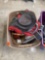 Roaster pan, Misc bags, wicker basket, Speed square and other items