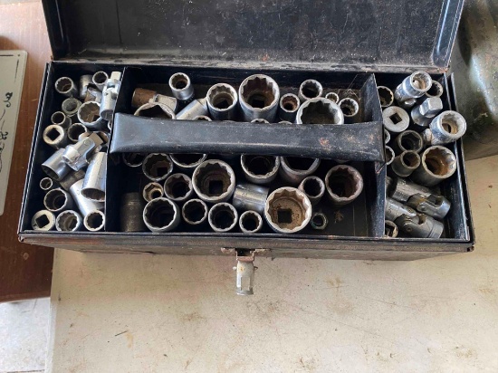 Metal toolbox with sockets