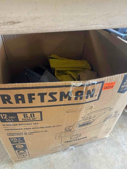 Box with Crows foot texture brushes, zip ties, music wires, yard sprayer, possibly dry bags, and