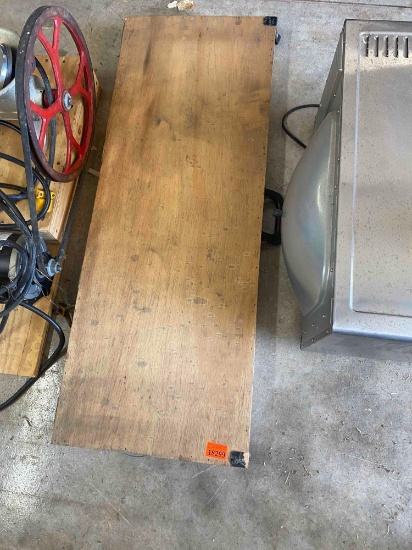 Wooden box with chronograph and other items