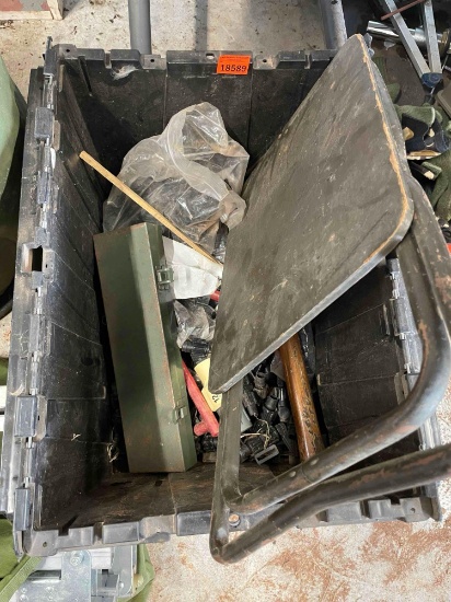 Tote with sledge hammer, Hydraulic connectors, and much more
