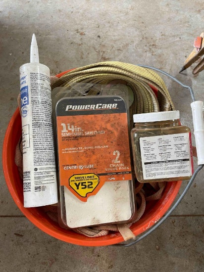 Tow strap, caulking, Metal staples,saw chain and more