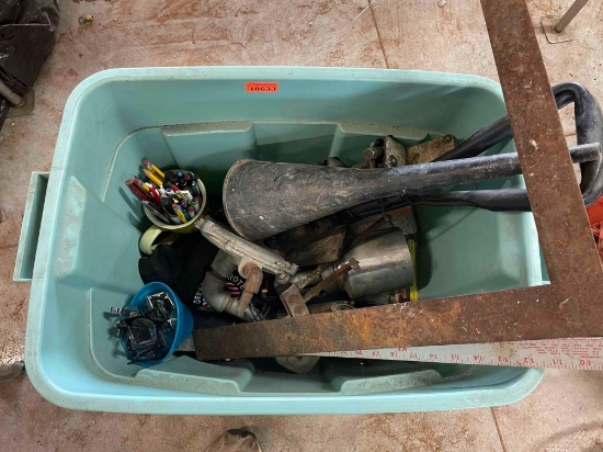 speed square, funnel, Paint canister, shovel and more