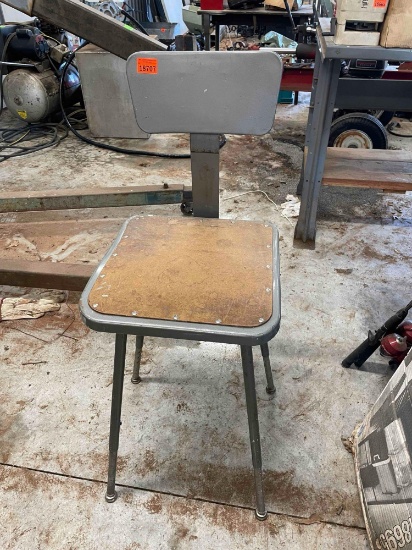 Chair wooden seat and metal back