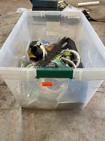 Staples, maps, vacuum accessories, glasses, wire, funnel, and other misc items