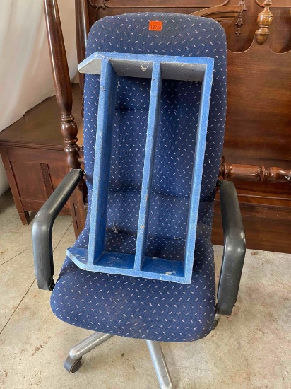 Roll around chair and hanging shelf
