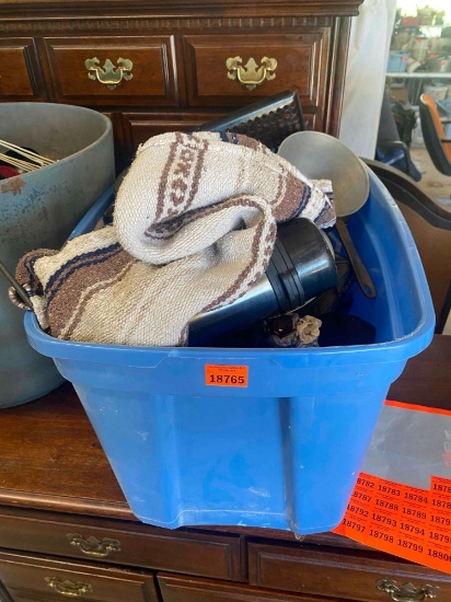 Misc home decor, Thermos, pan, soap dispenser, coffee mug, and more