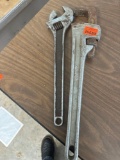 Pipe wrench and crescent wrench