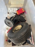 MIsc tote tire & wheel, gear, dvd, and other misc items