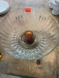Glass bowl, candle votives,