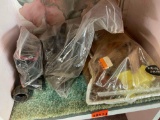 Doll house furniture, old phones, clips