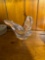 apple butter spreader, glass bird, glass bowl