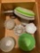 Glass dishes and plastic dishes